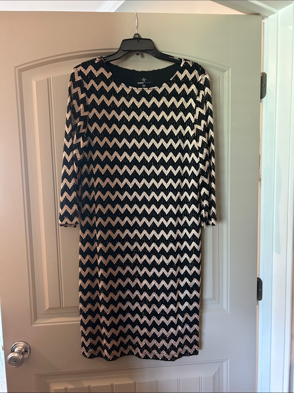 NWT Black and White Chevron Knit Dress - Classic Shift